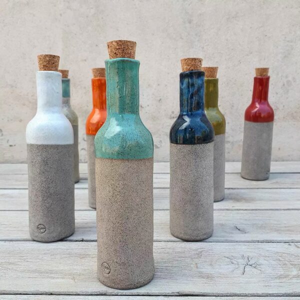 handgefertigte Flasche steinzeugton spiro ceramics